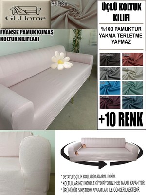 %100 Pamuk Fransız Kumaş 3 Lü Komple Giydirme Kanepe & Çekyat, Bohem, Porto, Vb. Model Koltuk Kılıfı