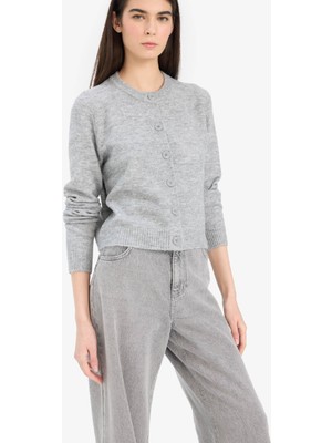 DeFacto Regular Fit Bisiklet Yaka Basic Düz Düğmeli Soft Touch Yumuşak Triko Hırka E3654AX25WN