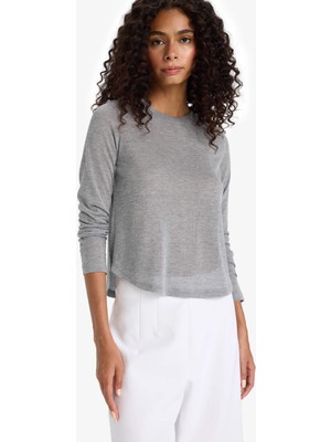 DeFacto Regular Fit Bisiklet Yaka Uzun Kollu Tişört F8182AX25AU