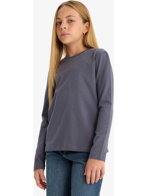 DeFacto Bisiklet Yaka 2'li Uzun Kollu Tişört Kız Çocuk E6486A825AU