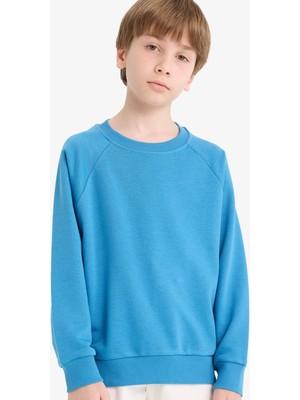 DeFacto Bisiklet Yaka Basic Düz Okul Sweatshirt Erkek Çocuk E8415A825AU