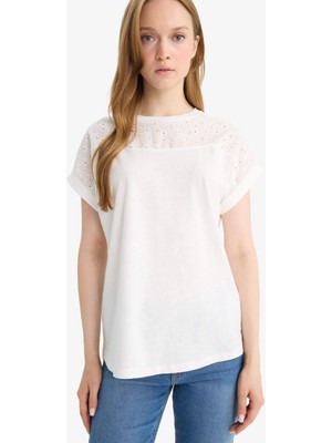 DeFacto Bisiklet Yaka Flamlı Pamuk Kısa Kollu Tişört E9898AX25AU