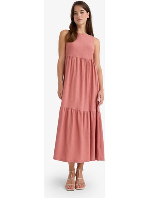 DeFacto Bisiklet Yaka Bürümcük Kolsuz Midi Elbise F9994AX25SM