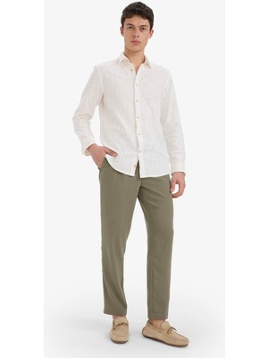 DeFacto Relax Fit Kısa Paça Keten Görünümlü Beli Bağcıklı Lastikli Cepli Pantolon E4790AX25AU