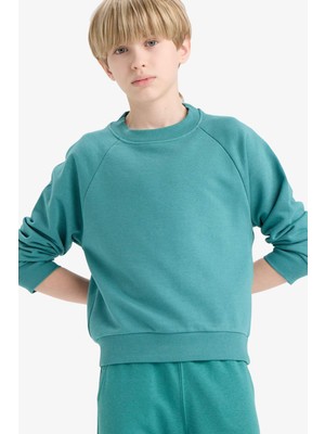 DeFacto Erkek Çocuk Bisiklet Yaka Basic Düz Okul Sweatshirt E8415A825AU