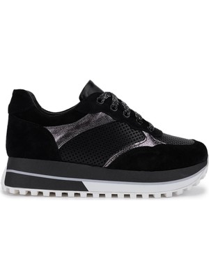 Tamer Tanca Kadın Hakiki Deri Siyah Süet Sneakers & Spor Ayakkabı 775 383 Bn Ayk Y25 Syh Suet/dr