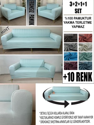 %100 Pamuk Fransız Kumaş 3+2+1+1 Komple Giydirme Kanepe&çekyat, Bohem, Vb. Model Koltuk Kılıfı