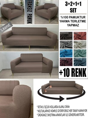 %100 Pamuk Fransız Kumaş 3+2+1+1 Komple Giydirme Kanepe&çekyat, Bohem, Vb. Model Koltuk Kılıfı