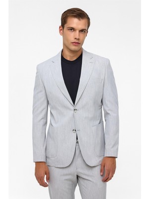 Gri Slim Fit Desenli Mono Yaka 6 Drop Spor Takım Elbise