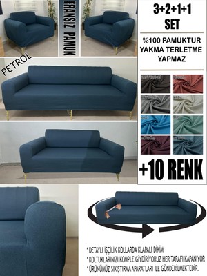 %100 Pamuk Fransız Kumaş 3+2+1+1 Komple Giydirme Kanepe&çekyat, Bohem, Vb. Model Koltuk Kılıfı