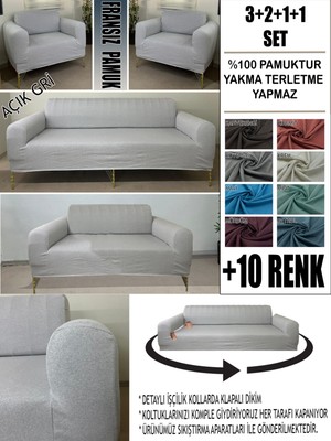 %100 Pamuk Fransız Kumaş 3+2+1+1 Komple Giydirme Kanepe&çekyat, Bohem, Vb. Model Koltuk Kılıfı