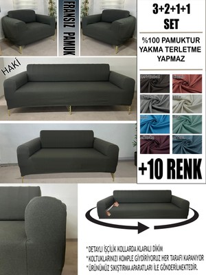 %100 Pamuk Fransız Kumaş 3+2+1+1 Komple Giydirme Kanepe&çekyat, Bohem, Vb. Model Koltuk Kılıfı