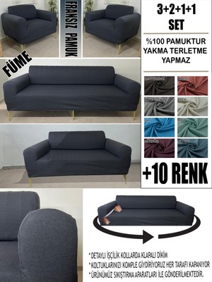 %100 Pamuk Fransız Kumaş 3+2+1+1 Komple Giydirme Kanepe&çekyat, Bohem, Vb. Model Koltuk Kılıfı