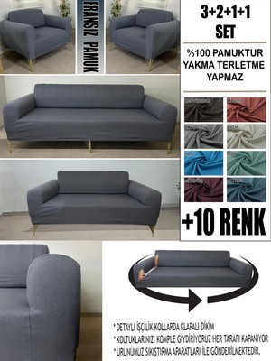 %100 Pamuk Fransız Kumaş 3+2+1+1 Komple Giydirme Kanepe&çekyat, Bohem, Vb. Model Koltuk Kılıfı