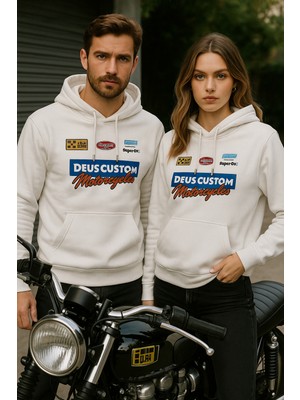 Unisex Ikili Paket Kadın-Erkek Sevgili Kombini - Kapüşonlu Baskı Detaylı Sweatshirt 2'li Paket