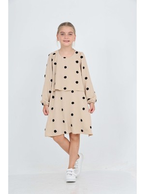 Toontoy Kız Çocuk Puantiye Detaylı Elbise