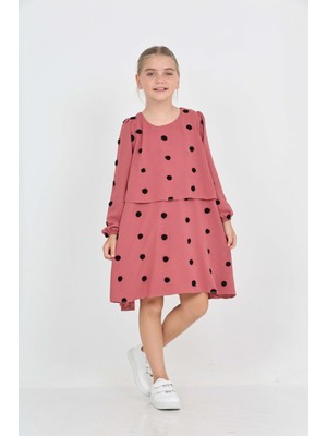 Toontoy Kız Çocuk Puantiye Detaylı Elbise
