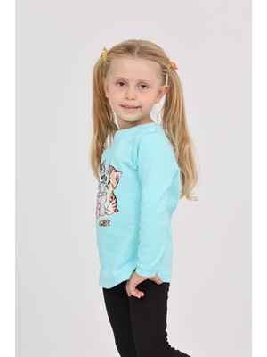 Toontoy Kız Çocuk Ikili Kedi Baskılı Sweatshirt