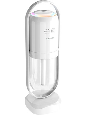 Lenyes LHU04 Kum Saati Tipi 360 Derece Dönebilen Rgb Atmosfer Işıklı Sessiz Hava Nemlendirici Beyaz