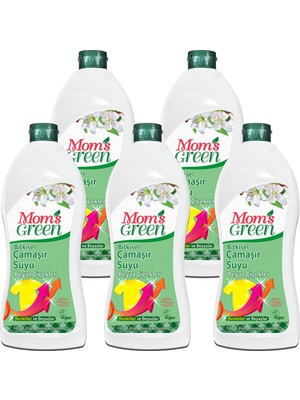 Mom's Green 5'li Set Bitkisel Çamaşır Suyu - Beyaz Çiçekler Eco (5 adet x 750 ml)