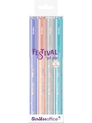 Festival Jel Tükenmez Kalem 0.7 mm Pastel Renkler 4'lü