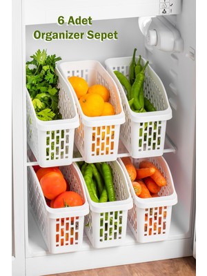 Porsima Org-22 Çok Amaçlı Buzdolabı Içi Düzenleyici Sebze Meyve Organizer Sepet (6) Adet)