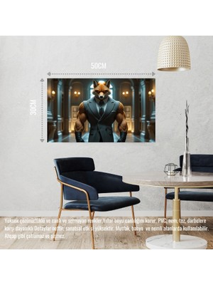 Tilki Muhafız Görevinde 04 Çerçevesiz 50X30 cm Pvc Tablo