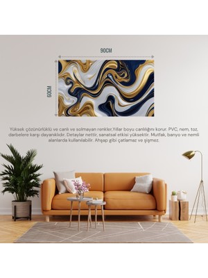 Soyut Tablo Akan Sıvı Şekiller 03 Modern Çerçevesiz 90X60CM Pvc Tablo