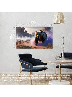 Çölde Sisin Içinden Çıkan Ayı Mistik Atmosfer 02 Çerçevesiz 50X30 cm Pvc Tablo