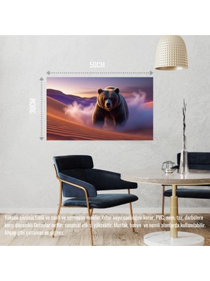 Çölde Sisin Içinden Çıkan Ayı Mistik Atmosfer 04 Çerçevesiz 50X30 cm Pvc Tablo