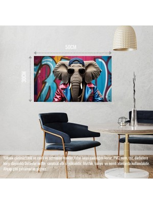 Rapçi Fil 04 Çerçevesiz 50X30 cm Pvc Tablo