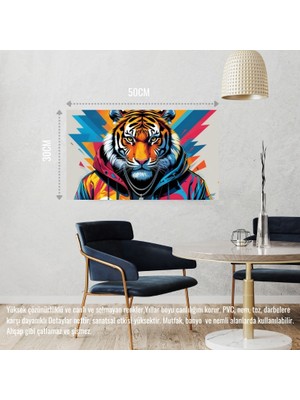 Rapçi Kaplan 04 Çerçevesiz 50X30 cm Pvc Tablo