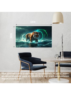 Kaplan Fırtınalı Bir Okyanusta 06 Çerçevesiz 50X30 cm Pvc Tablo