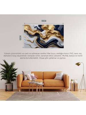 Soyut Tablo Akan Sıvı Şekiller 01 Modern Çerçevesiz 90X60CM Pvc Tablo