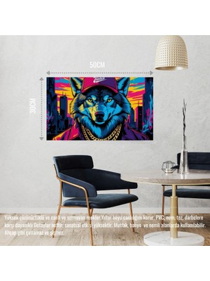 Rapçi Kurt 02 Çerçevesiz 50X30 cm Pvc Tablo
