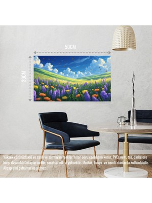 Kelebekler Yabani Çiçekler Içinde Bahar Havası 06 Çerçevesiz 50X30 cm Pvc Tablo