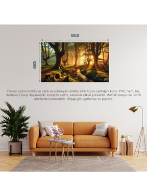 doğa ve manzara  orman 02 çerçevesiz 90x60cm pvc tablo