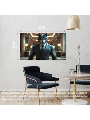 Kurt Muhafız Görevinde 01 Çerçevesiz 50X30 cm Pvc Tablo