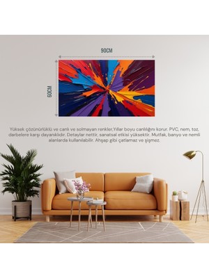 Soyut Tablo Canlı Soyut Renk Patlaması 01 Çerçevesiz 90X60CM Pvc Tablo