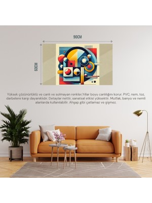 Soyut Geometrik Şekiller ve Renkler 05 Çerçevesiz 90X60CM Pvc Tablo