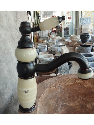 Onyx Detaylı Kısa Çanak Lavabo Bataryası