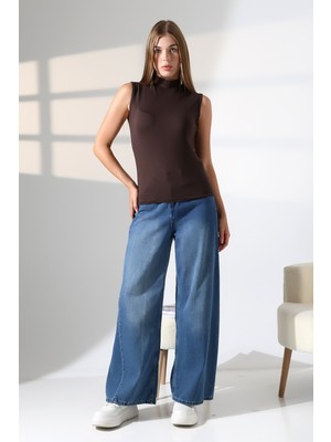 Kadın Kolsuz Body 21757 Kahve