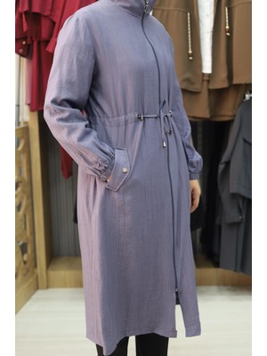 Çilek Kumaş Fermuarlı Belden Bağlamalı Yazlık Kap