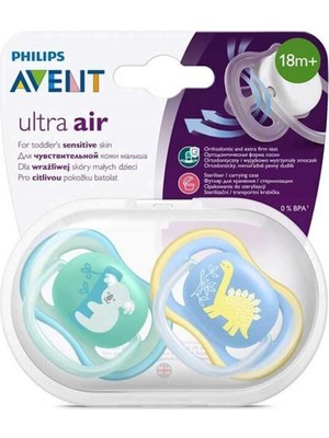 Philips Avent Ultra Air Karanlıkta Parlayan 2li Desenli Gece Emziği +18 Ay - Erkek