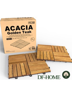 Df Home Ahşap Yer Karosu Renk Altın Tik 30X30CM (10ADET Karo=0.9m2) 