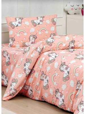 Pamuklu Ranforce Kumaş Tek Kişilik Unicorn Desen Nevresim Tam Takım