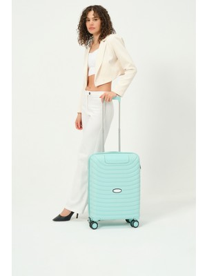 Unisex Turkuaz Kabin Boy Küçük Silikon Kırılmaz Pp Valiz