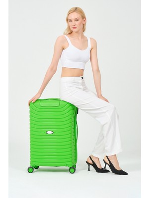 Unisex Yeşil Orta Boy Silikon Kırılmaz Pp Valiz