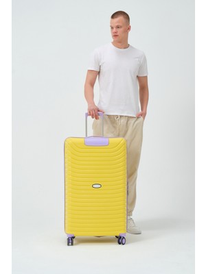 Unisex Sarı Lila Büyük Boy Silikon Kırılmaz Pp Valiz