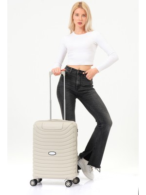 Unisex Krem Kabin Boy Küçük Silikon Kırılmaz Pp Valiz